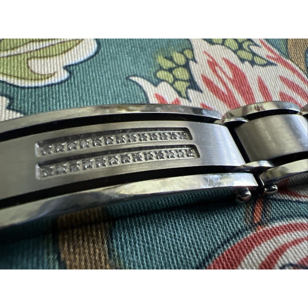 Shaquille O'Neal 13 mm Stainless Steel B .20ct Natural MENS Diamond Bracelet
